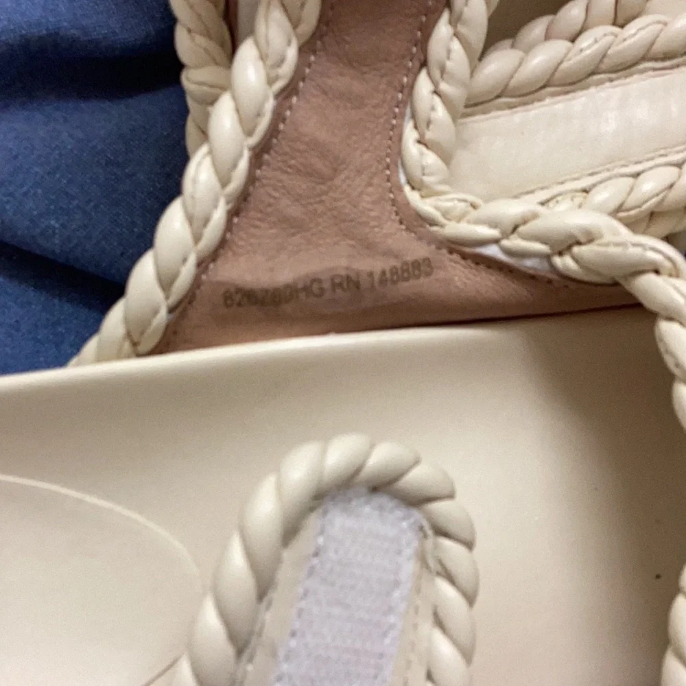 Bibi Lou Anthropologie slides sandals textured coastal braided rope boho 37